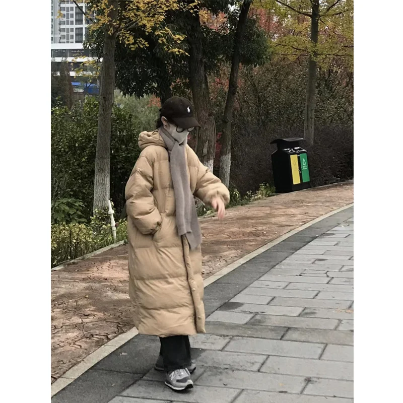 Cotton Padded Clothes New 2022 Winter Women's Winter Mid Length Parkas Hooded Coat Women Loose Thick Fluffy Overcoat Outwear