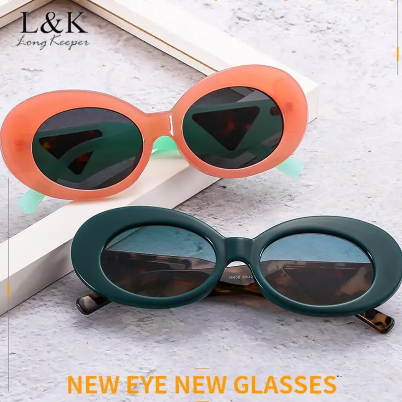 

Longkeeper Vintage Oval Sunglasses for Women Luxury Brand Designer Leopard Black Sun Glasses Female Uv400 Gafas De Sol Hombre