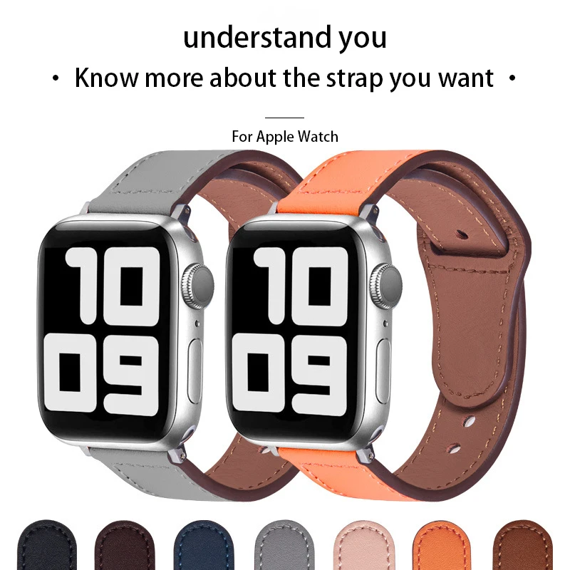 

Кожаный ремешок для Apple Watch Band Series 7 6 5 4 3 2 1 SE iWatch 38 мм/40 мм/41 мм, умный Браслет 42 мм/44 мм/45 мм