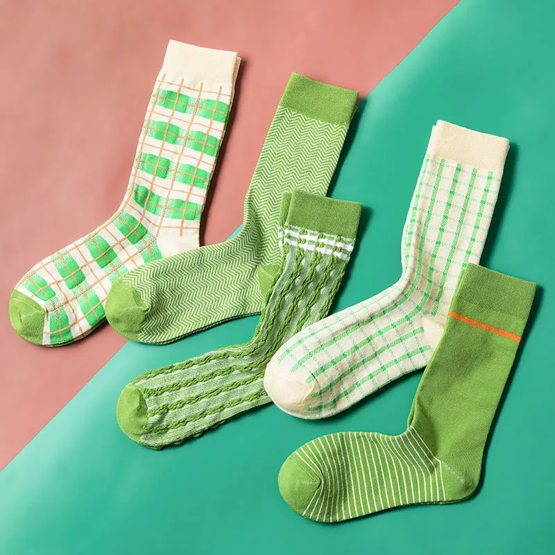 Tube Socks Spring and Summer New Lattice Retro Women's Socks Retro Women's Socks Manufacturers Wholesale and Direct Sales Simson