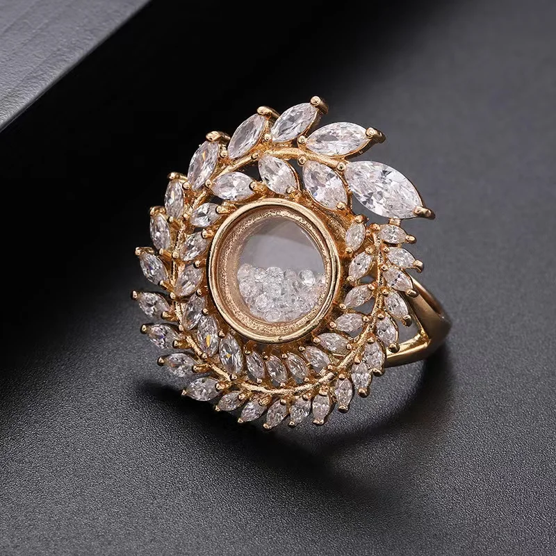 

EYER Luxury Retro Cubic Zircon Diamond Geometric Ring Cocktail Rings For Women Opening Adjustable Classic Finger Ring 2022 Trend