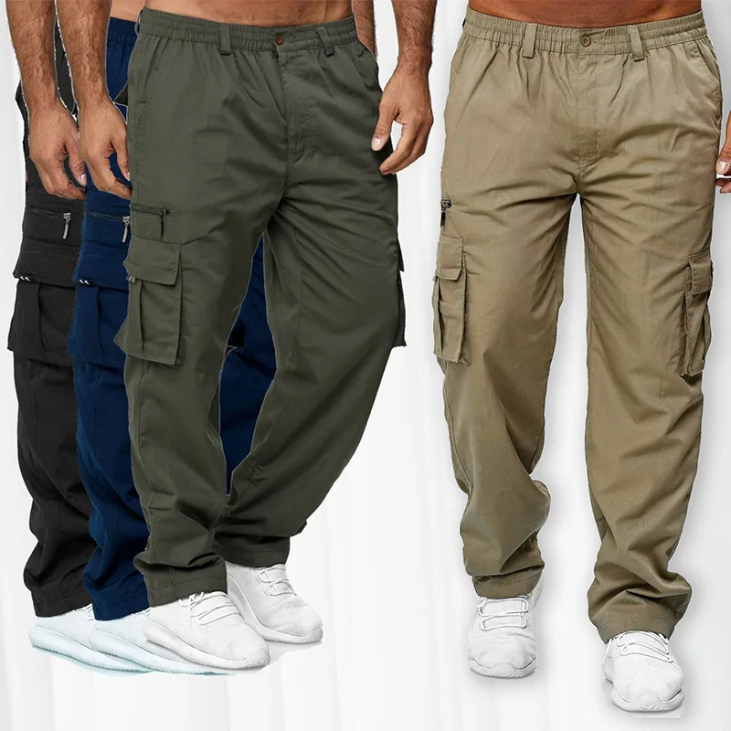 

Pants Men Casual Loose Overalls Man Multi Pockets Tactical Pants Elastic Straight Wide Trousers Male Clothing Streetwear Casual