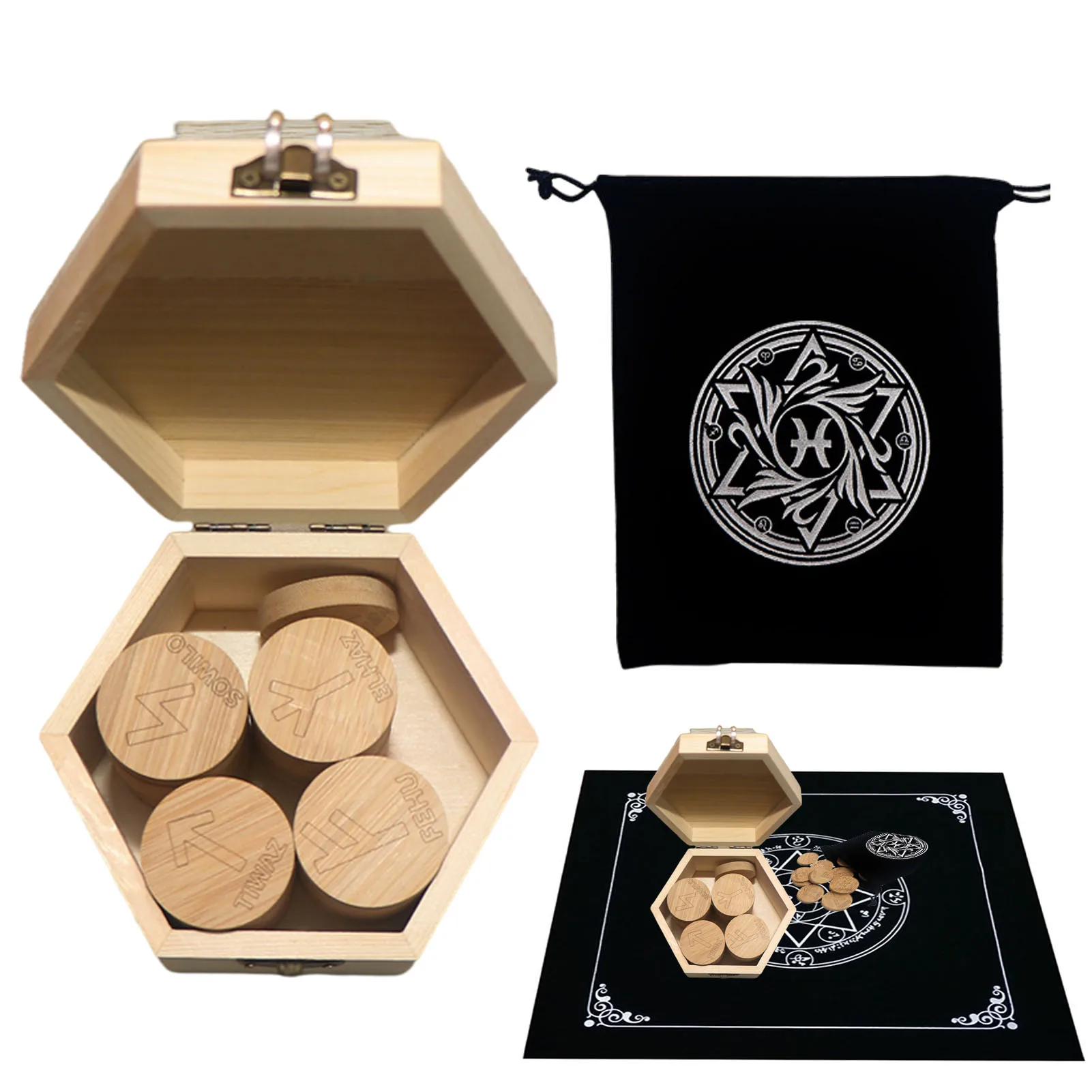 

Wooden Rune Stones Set Round Witches Rune With Elder Futhark Alphabet Engraved For Meditation Divination Magic Rune Stones Altar