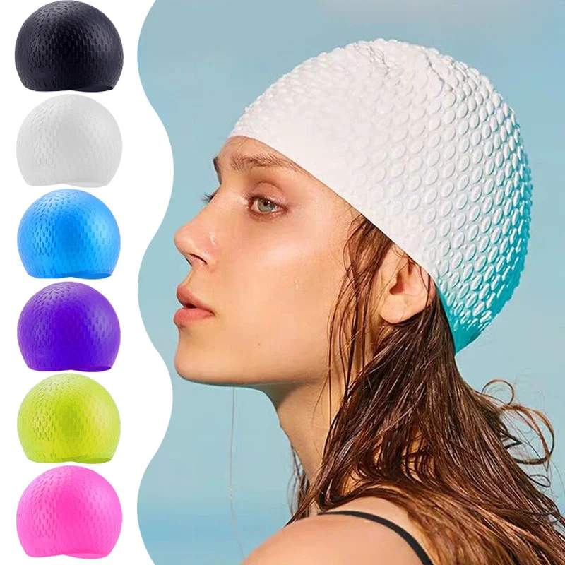 

Water Sports Pool Swim Cap for Women Men High Elastic Silicone Swimming Hat Protect Ears Waterproof Diving Hat