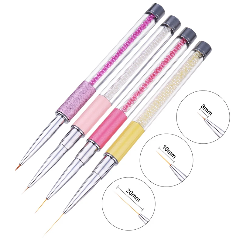 

Hot Sale Nail Art Liner Brush With Cap For UV Gel Polish Drawing Line Flower Rhinestone Acrylic handle Manicure Tools New