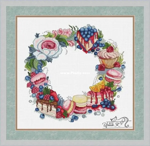 

Embroidery Cross Stitch Kits Craft DIY Needlework Cotton Canvas in the forest -Dessert wreath 46-45