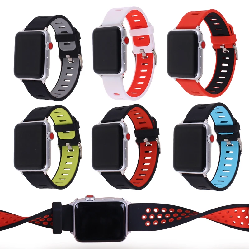 Ремешок силиконовый для Apple Watch band 38 мм 42 41 45 40 44 спортивный браслет iWatch Series 7 6 4 5 SE |