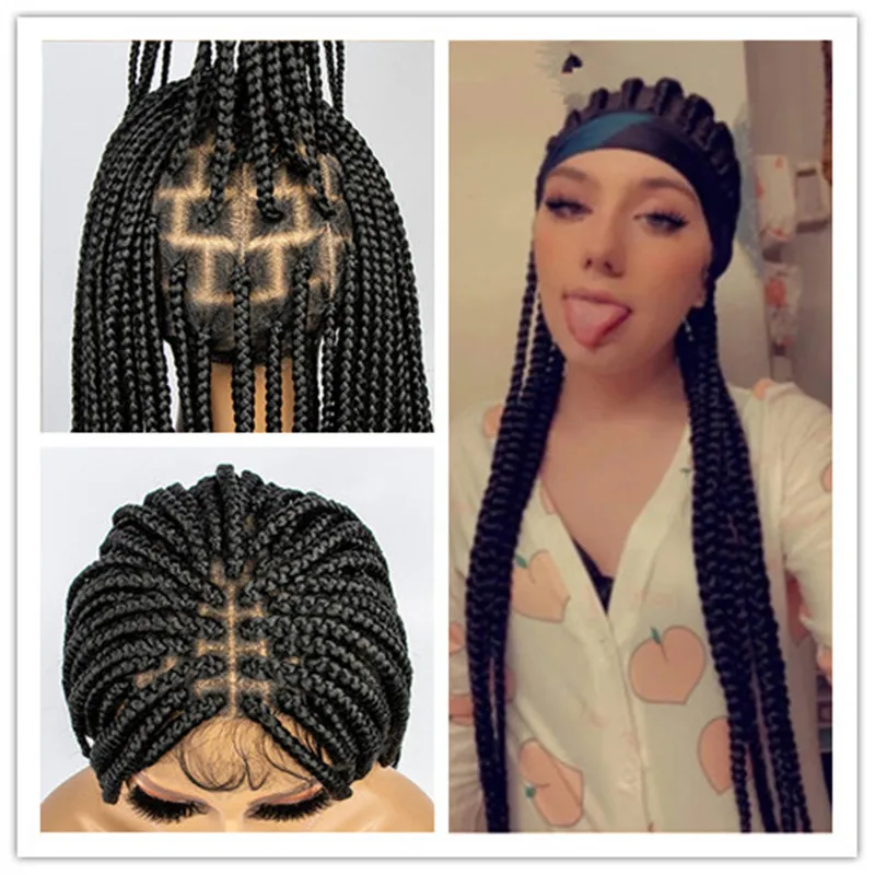 

Braided Wigs Full Lace Wig 32-34inches Braiding Hair For Black Women Synthetic Box Braids Hair Cheap Wigs For Wholesale New