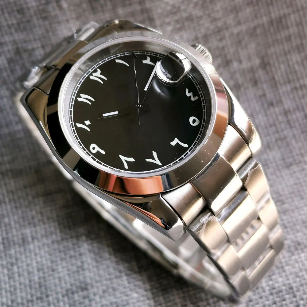 Мужские автоматические часы NH35A Move с сапфировым кристаллом черные/розовые