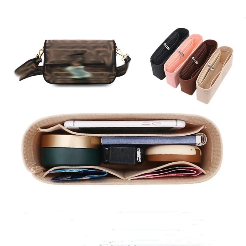 

Fits For FF BAGUETTE19 26 33 Flap Felt Cloth Insert Bag Organizer Makeup Handbag Travel Inner Purse Cosmetic Toiletry Bags