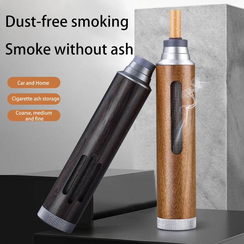 

Portable Mini Car Ashtray Anti Soot-flying Non-dropping Cover Anti-ash Luxury Handheld Wood Cigarette Holder for Smoking