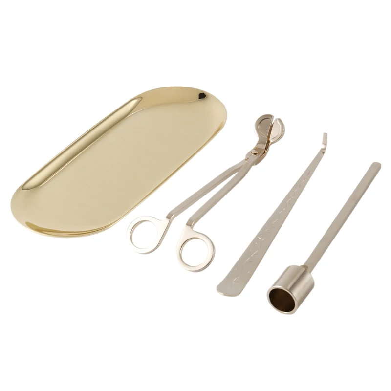 

4Pcs Candle Accessory Set Candle Extinguisher Stainless Wick Cutter Trimmer Candle Snuffer Trimmer Tool Home Decor for Party Wed