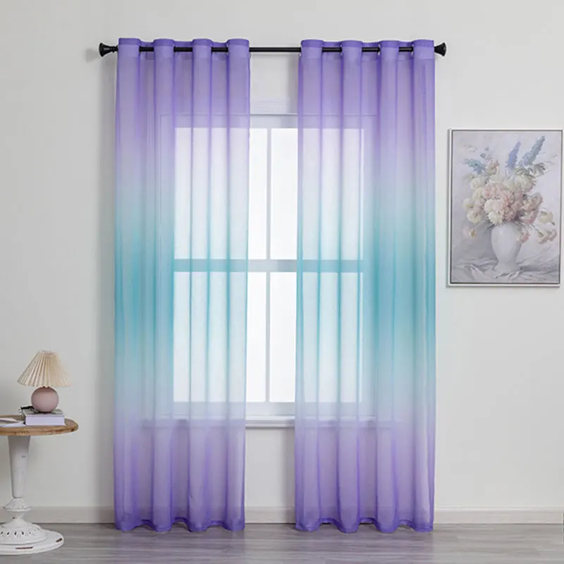 

Modern Gradient Tulle Window Curtains For Living Room 3D Colorful Sheer Curtain For Bedroom Voile Sliding Kitchen Drape Decor