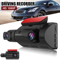 hidden dash cam front cabin car dual camera recorder 3 screen 110%c2%b0 wide angle 1080p night vision loop recording motion sensor