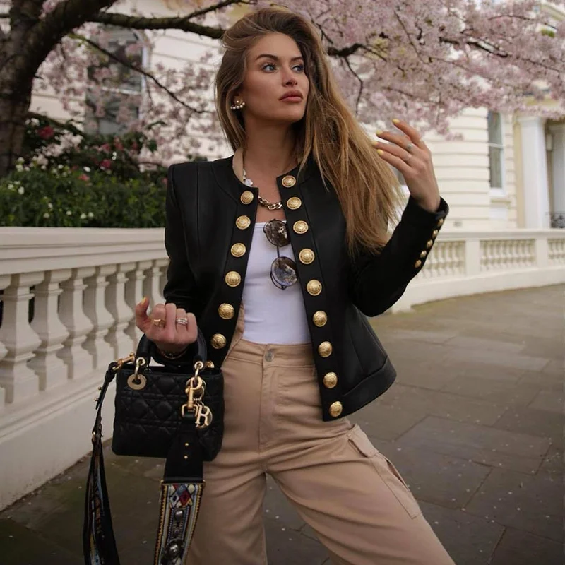 Street Fashion Blazer Jacket Women Cool Solid Colors Multi-Button Indie Outwear 2021 Office Lady Casual Commute Blazer Work Wear