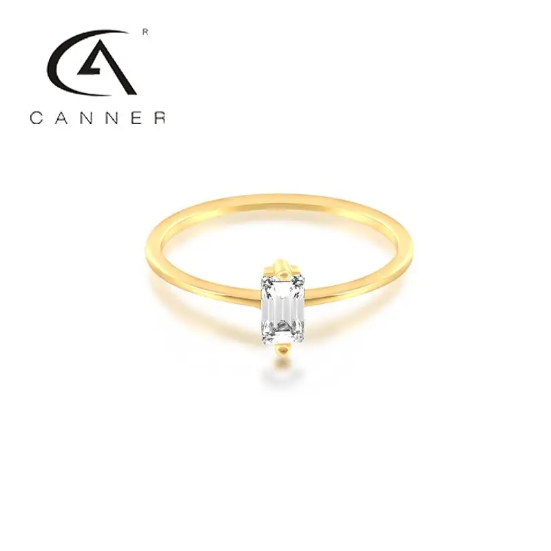 

CANNER 925 Silver Single Ladder Cubic Wedding Rings For Women Retro Luxury Jewelry Ladies Engagement Wedding Bands Ring Bijoux