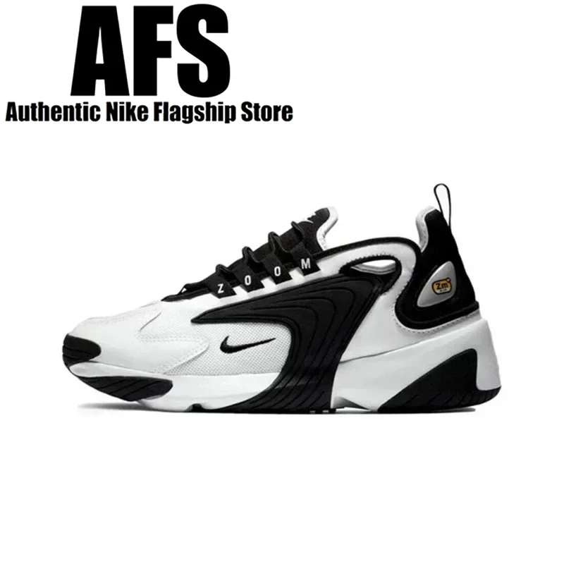 Оригинальные мужские кроссовки Nike Zoom 2K износостойкие дышащие черно-белые с