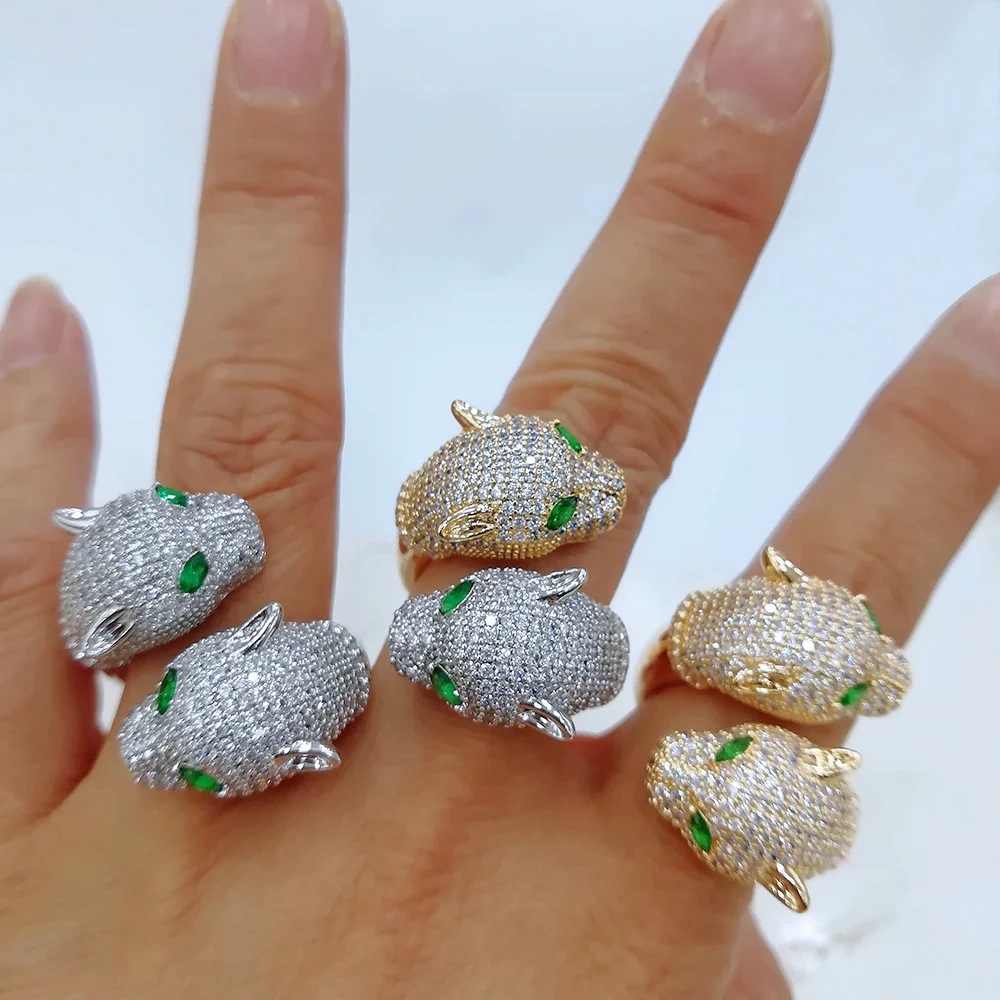 

Missvikki Luxury Leopard Bold Rings with Zirconia Stones 2022 Women Engagement Party Jewelry High Jewelry Addiction