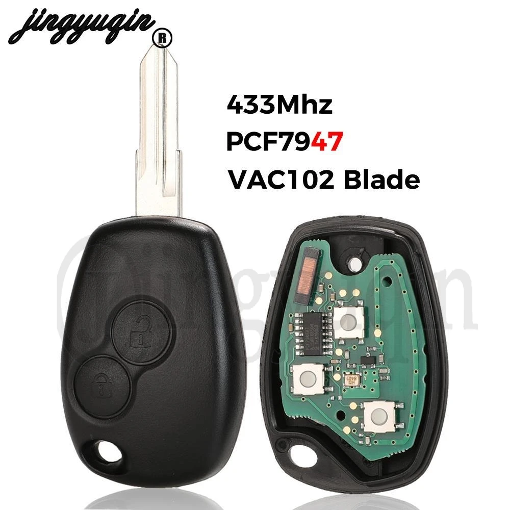 

Jingyuqin 433 МГц удаленный автомобильный ключ ID46 PCF7947 чип для Renault Megane Modus Clio Kangoo Logan Sandero Duster VAC102 лезвие 2 кнопки