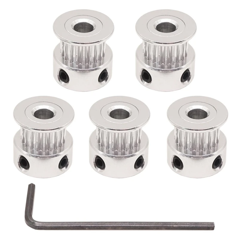 5 Pieces Of 20 Teeth 10Mm Width Timing Belt Aluminum Alloy GT2 Pulley Suitable For CR10 CR6 SE 3D Printer