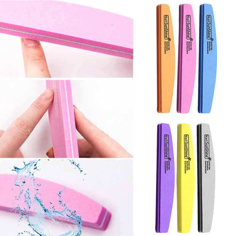 

100/180 Grit Sandpaper Buffers Block Nail Sanding Sponge Nail File Double-Side Nail Polish Remove Manicure Pedicure Tools