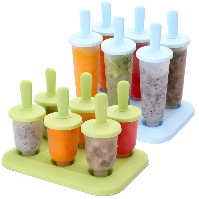 

6 Cells Round Shape Kitchen Tools Food Grade Ice Cream Mold DIY Ice Cream Maker Popsicle Molds Dessert Molds Summer Accessories