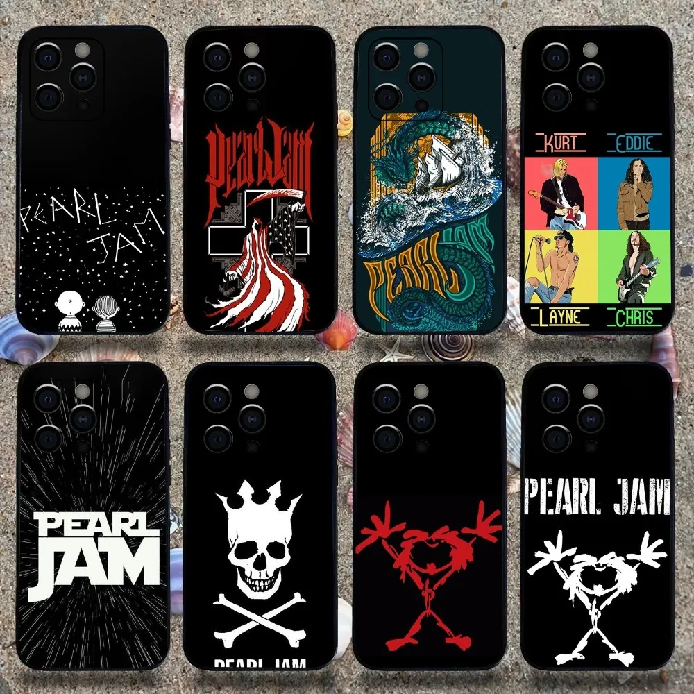 Чехол для телефона Pearl J-Jam Rock Band Apple iPhone 15 14 13 12 11 Pro X XS Max XR Plus Mini Soft Black Cover