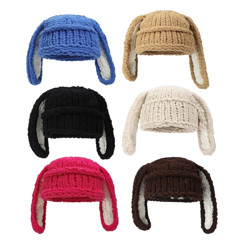 

Женская зимняя теплая шапка, уличная шапка, антистатическая шапочка с кроличьими ушками, спортивные головные уборы