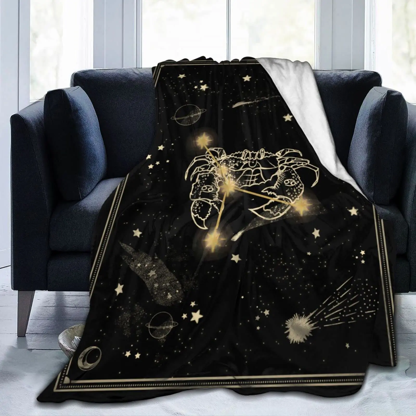 

Twelve Constellation Throw Blanket Flannel Fleece Blanket for Couch Bed Sofa Travelling Camping for Kids Adults Gift King Size