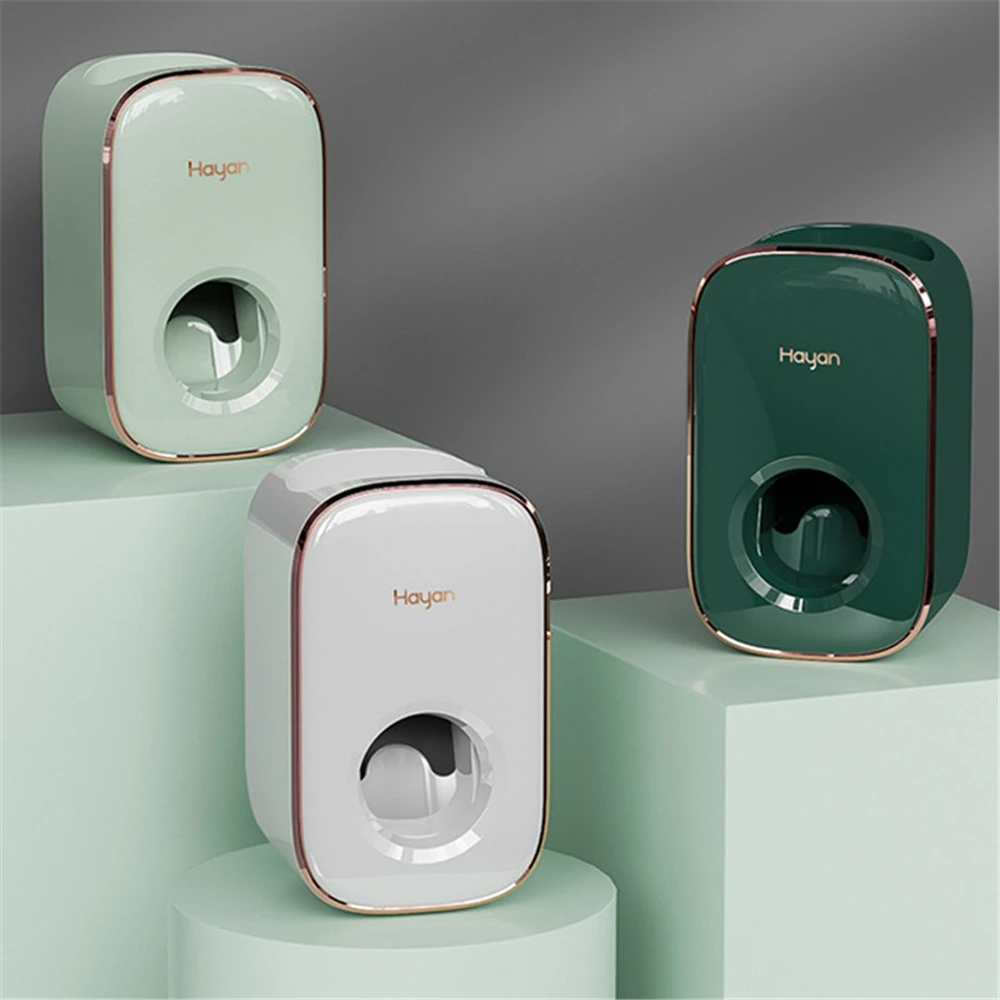 

Bathroom Toothpaste Squeezer Automatic Toothpaste Dispenser Dust-proof Toothbrush Holder Wall Mount Toothpaste Hanging Holder