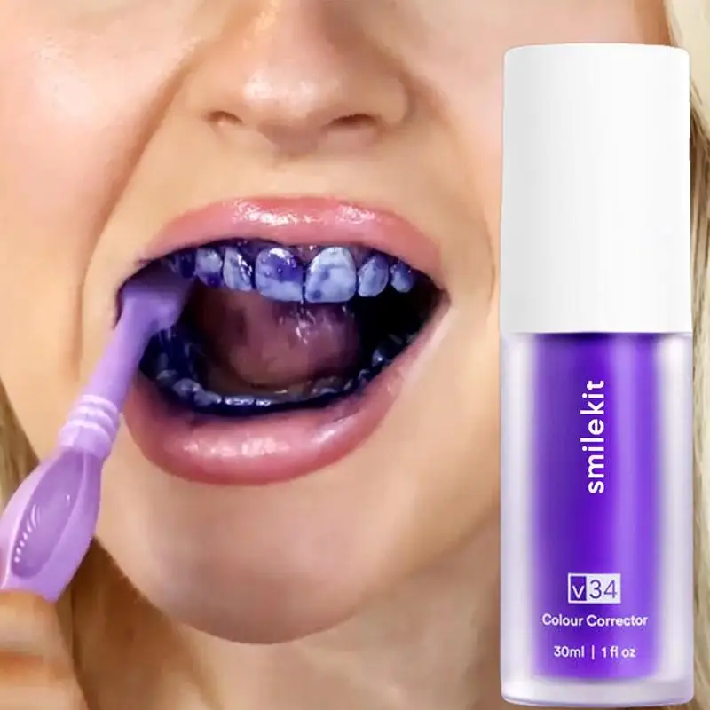 

Sdotter 30ml V34 Purple Whitening Toothpaste Remove Stains Reduce Yellowing Care For Teeth Gums Fresh Breath Brightening Teeth 2