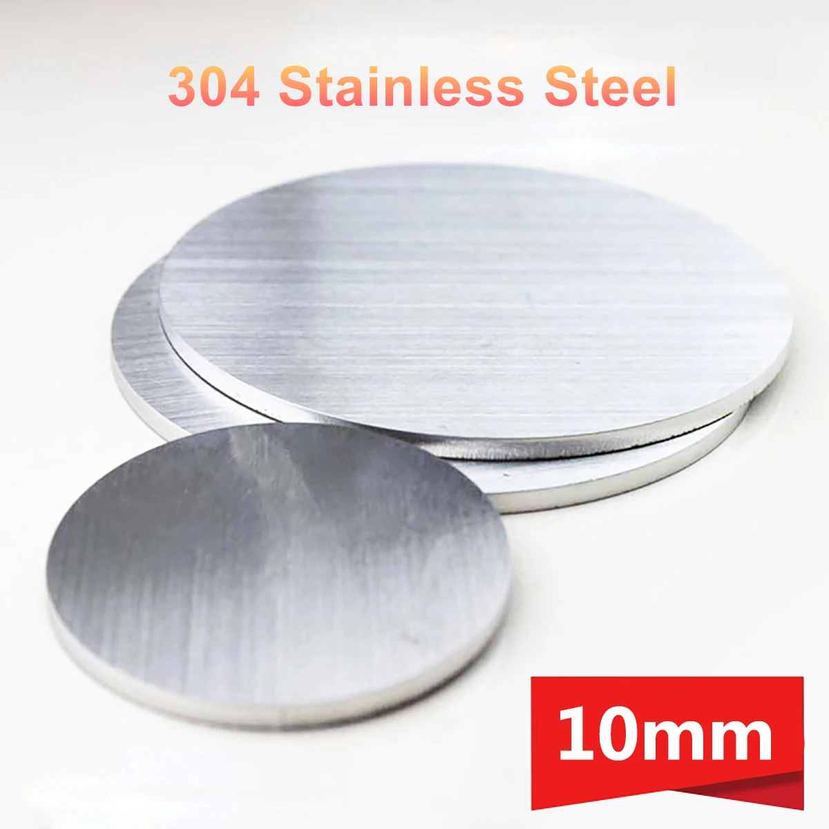 

1pcs 304 Stainless Steel Thickness 10mm Round Plate Circular Sheet Disc Round Disk Diameter 50mm - 200mm