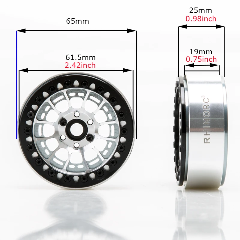 Rhino MOZA 2 2-дюймовый 25 мм узкий обод ZERO OffSet 4 шт. для 1/10 RC Crawler SCX10 Pro TRX4 Shafty Bully MOA