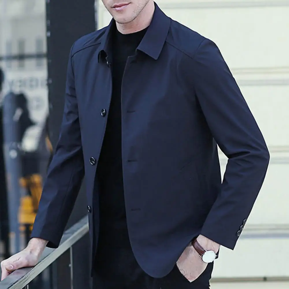 Мужская однобортная куртка с отложным воротником