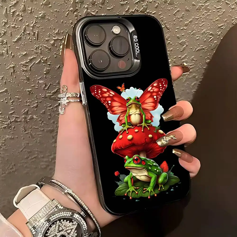 Чехол для телефона N-Neon Frogs для iPhone 17,16,15,14,13,12,11 Plus, Pro Max, XS, цветной серебристый чехол для телефона (art.: 3920d3c8b372c) - 3920d3c8b372c