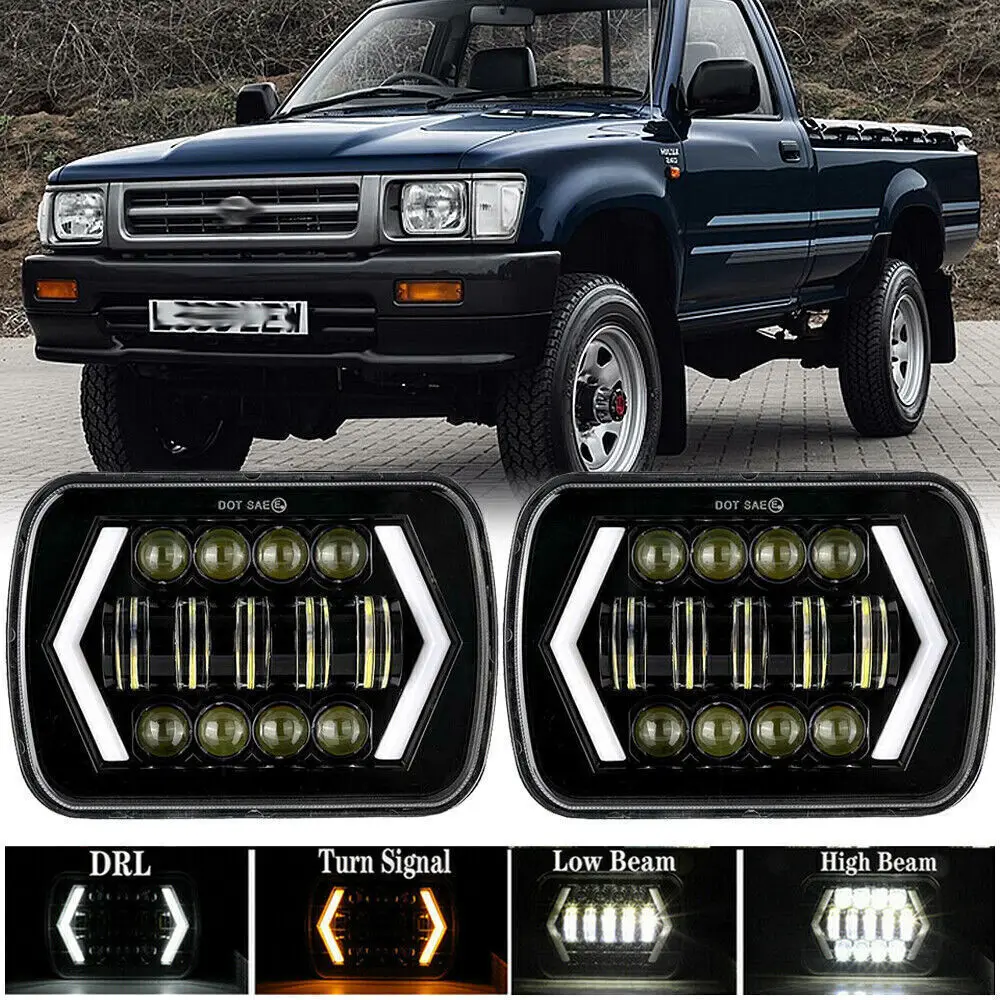 

1PC 55W 7x6'' 5X7" Waterproof H4 LED Projector Headlight Bulb Hi-Lo Beam Halo DRL 6000K for Jeep Cherokee XJ Car Lighting