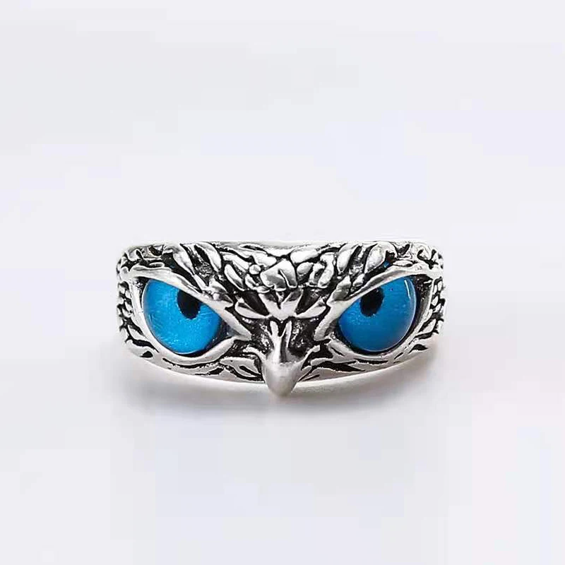 

Owl Electroplated Alloy Ring Retro Adjustable Ring Inlaid Gem Personality Design INS Trend Gift for Men And Women