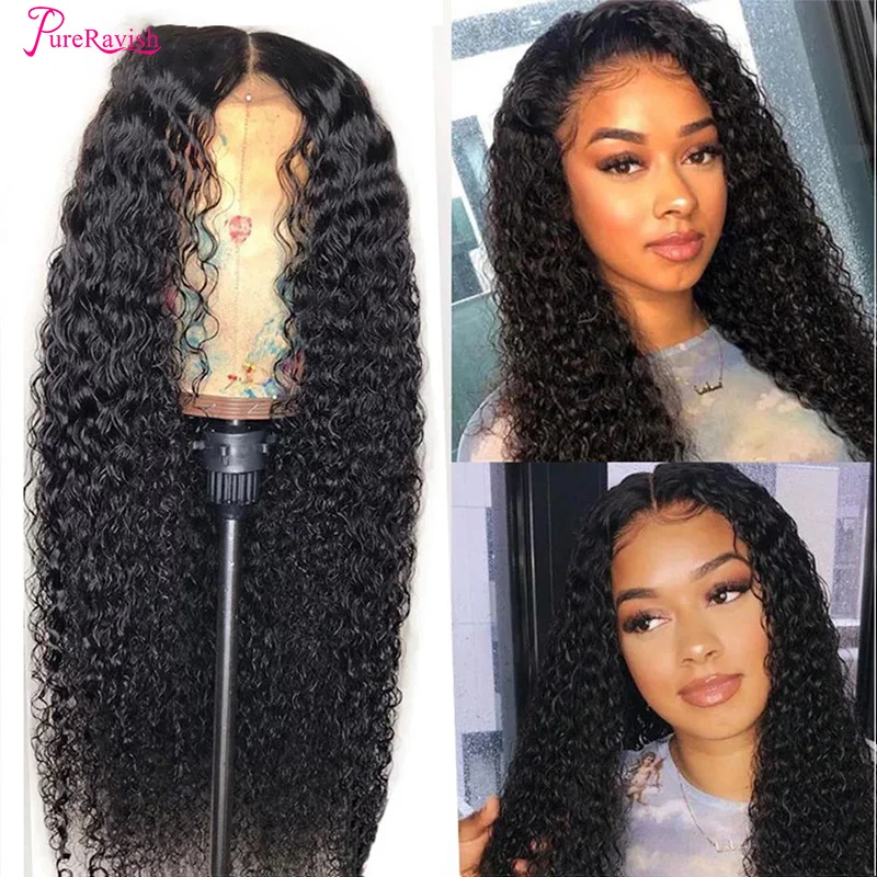 Парик с V-образным вырезом длиной 20 дюймов вьющиеся натуральные волосы