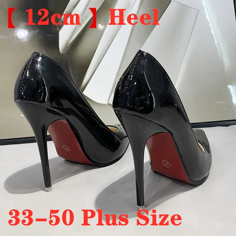 

Туфли-лодочки женские на шпильке, пикантные офисные туфли-лодочки, красные классические, большие размеры 33-50, 44 45 46 47 48 49