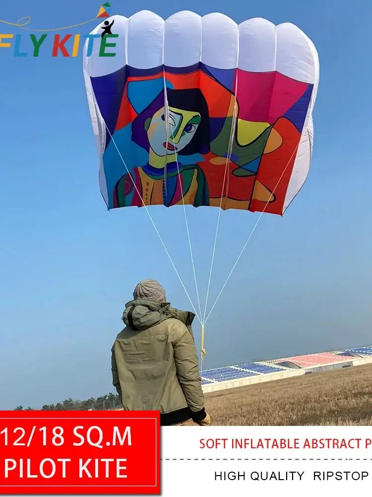 Фото HFLY Новое поступление, мягкий надувной 12/18 SQ.M, абстрактный пилотный змей для взрослых, высококачественные нейлоновые воздушные змеи Ripstop Show Lifter, тракторные змеи №5