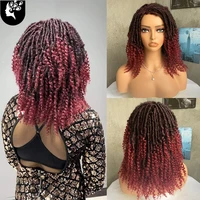 short synthetic wigs afro kinky curly brown burg color for black women natural middle part high temperature cosplay your beauty