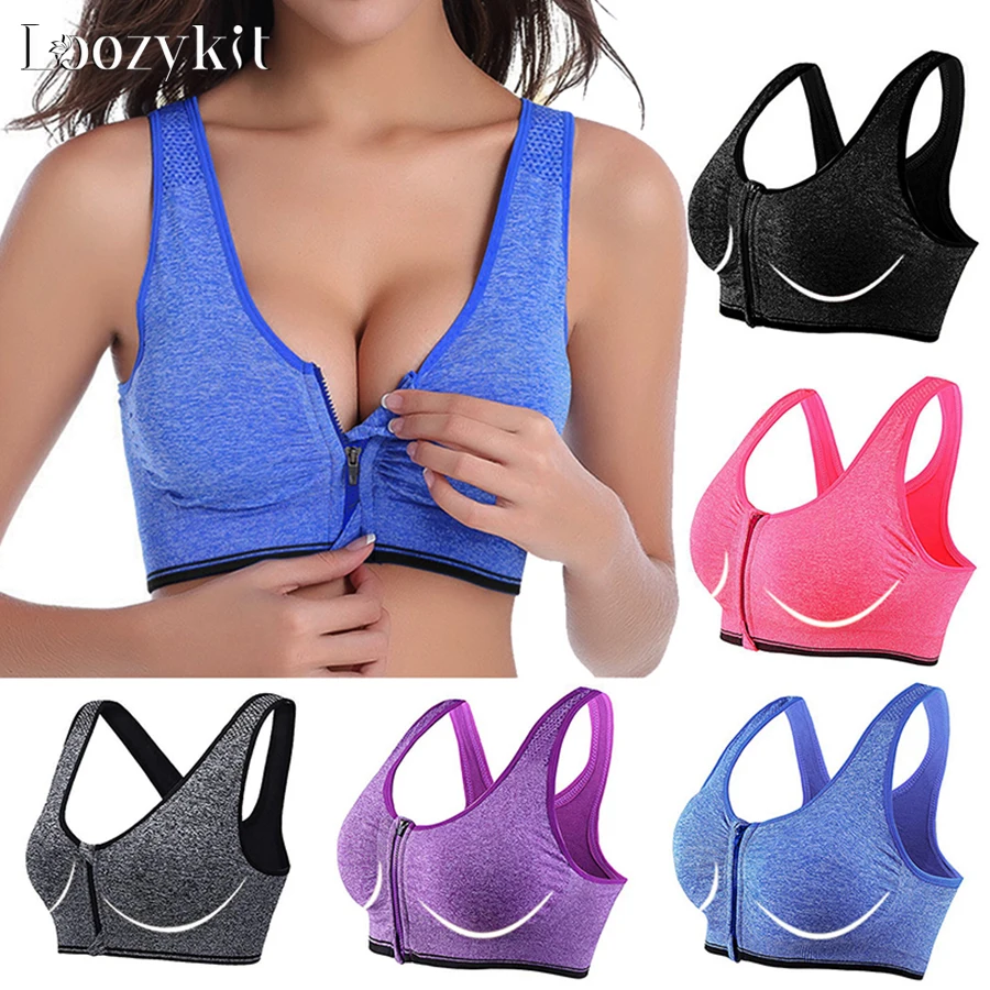 

Zipper Push Up Sports Bras Women Vest Underwear Shockproof Breathable Gym Fitness Athletic Running Yoga Bras Sport Tops