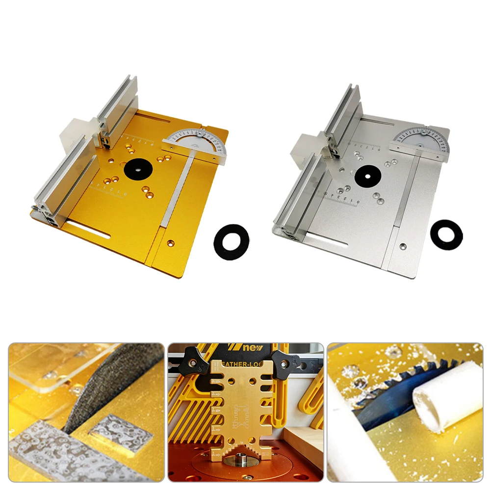 

Multifunctional Aluminum Table Insert Plate W/Miter Gauge For Woodworking Benches Wood Trimmer Models Engraving Machine Brackets