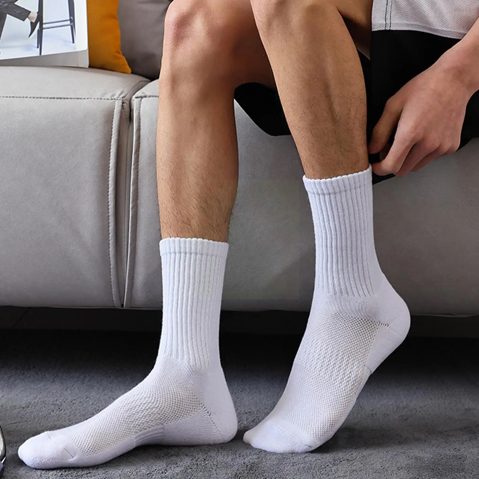 

Носки мужские однотонные для велоспорта и баскетбола, тонкие дышащие повседневные спортивные хлопковые спортивные, V2a4, 5 пар