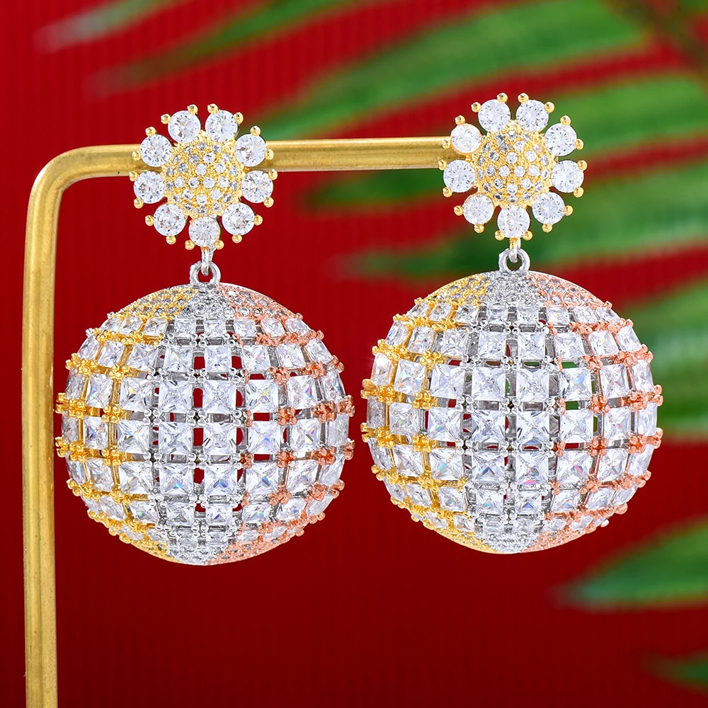 Женские серьги-подвески с фианитами в Африканском и индийском стиле