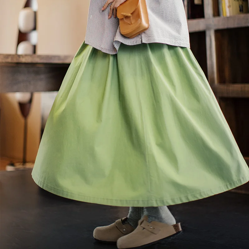 MADEN Однотонная плиссированная юбка из хлопка