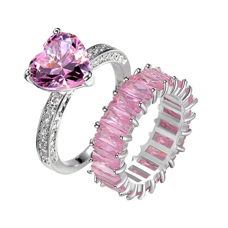 Гламурные геометрические розовые кольца, инкрустированные цирконом, ювелирные изделия для женщин, Модная бижутерия для вечеринки, подарок ...
