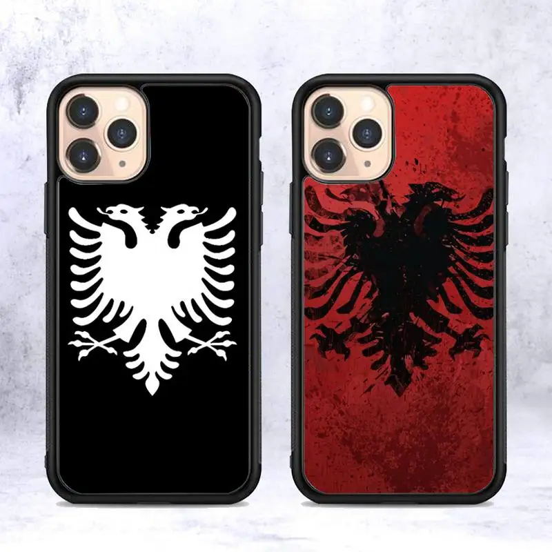 

Albania Flag Eagle Phone Case Silicone PC+TPU Case for iPhone 11 12 13 Pro Max 8 7 6 Plus X SE XR Hard Fundas