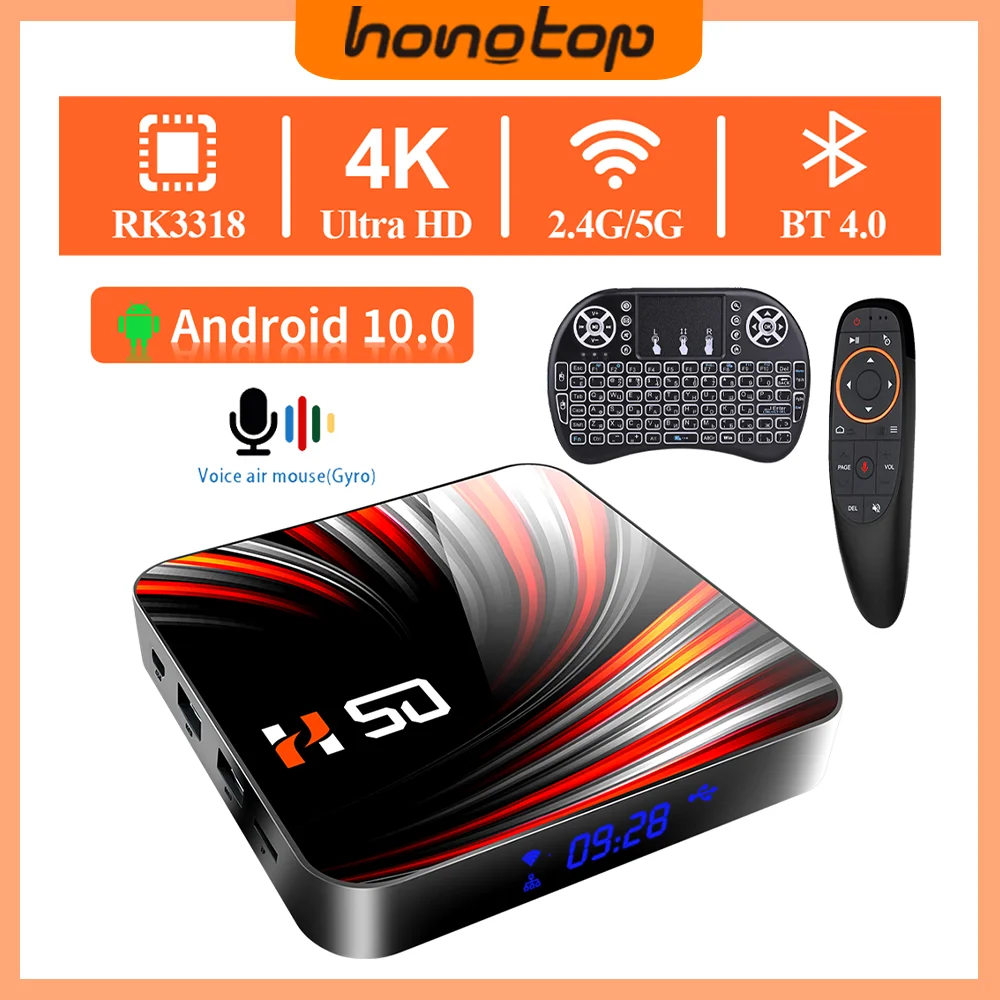 ТВ-приставка HONGTOP Android 4K Ultra HD TV 10 0 HDR 4 ГБ 64 Wi-Fi Play Store Смарт медиаплеер |