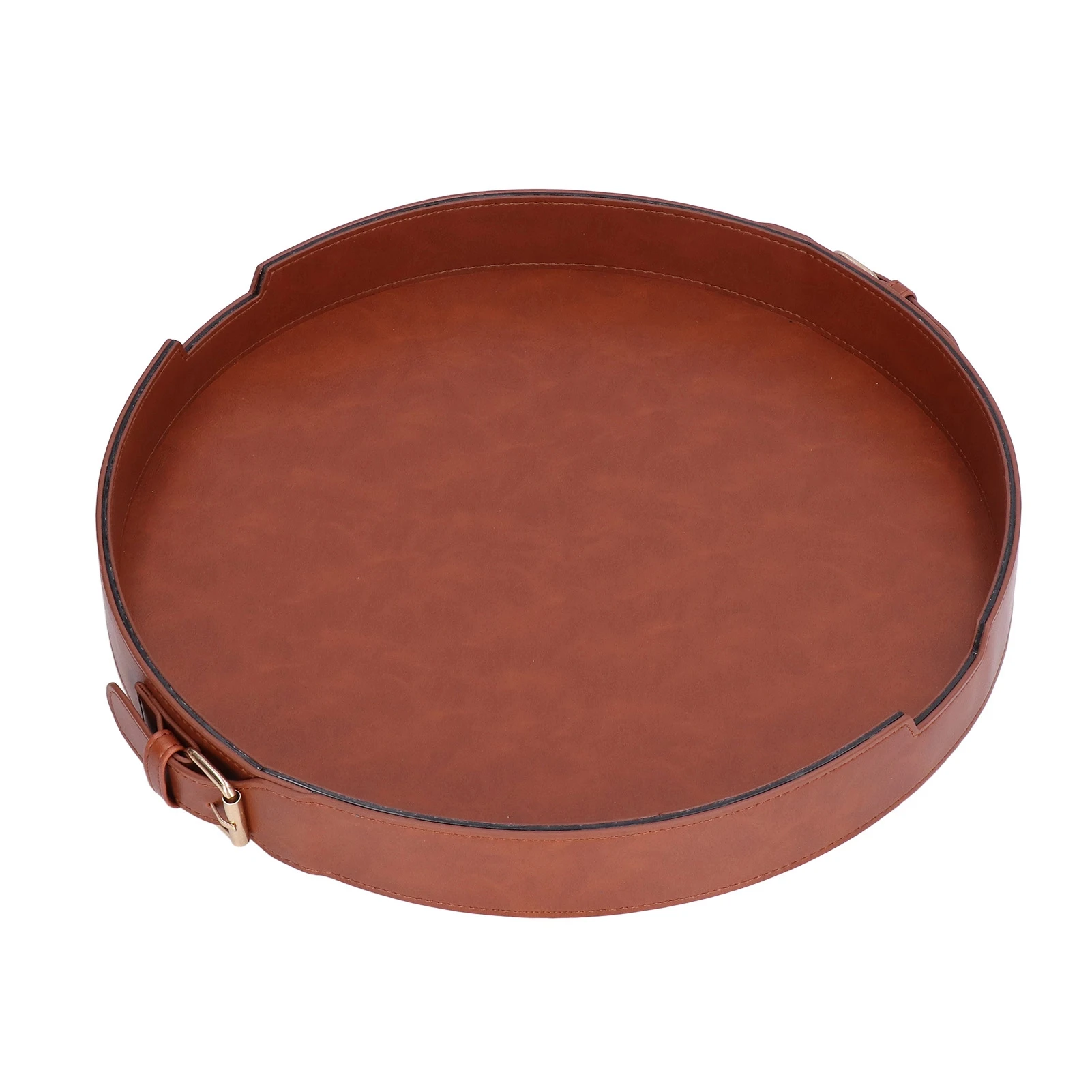 

Nordic Simple Leather Round Storage Tray Desktop Cosmetics Jewelry Display Plate Home Decor